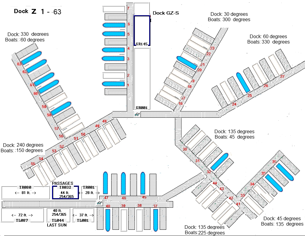 Sample Interactive Marina Map defined to Marina Mate marina and yacht club software
